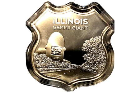 Barra de prata de 1 Oz Rota 66 (Route66) Illinois Gemini Giant 